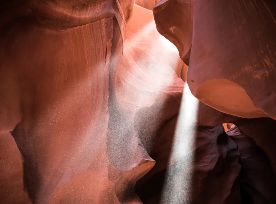 Light falling through a slot canyon